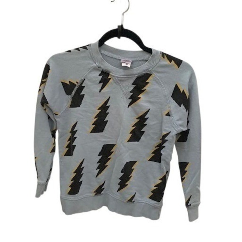 Hanna Andersson Lightning Bolt Sweatshirt Kids Size 8 Cotton Blue Yellow Black